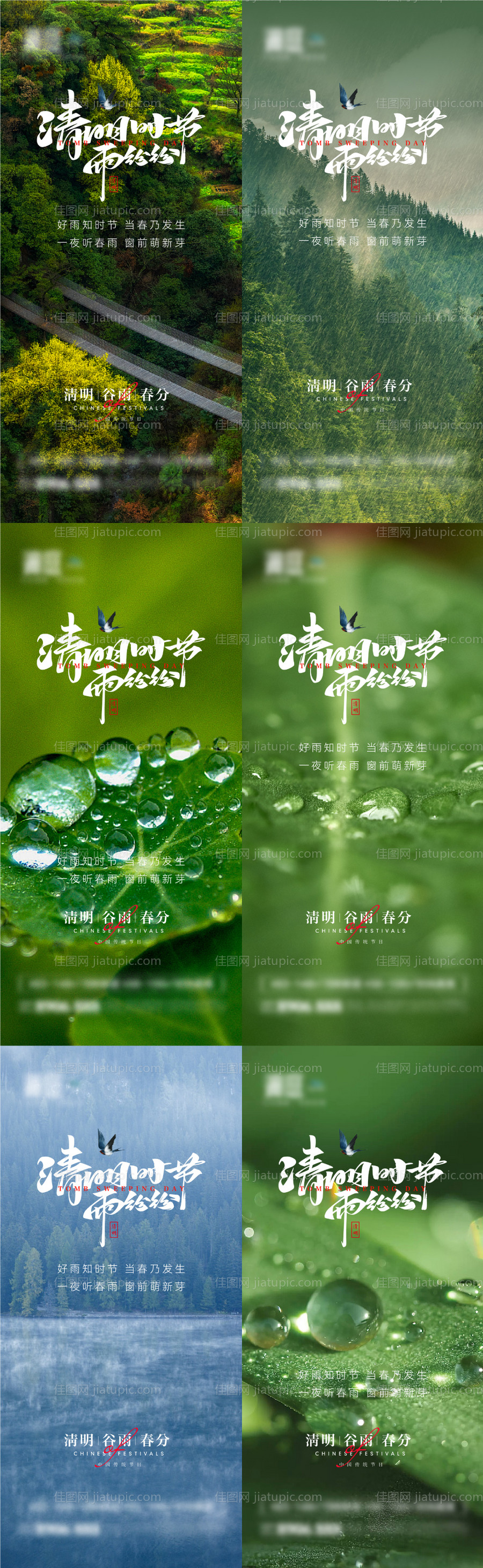 清明谷雨春分节日海报-源文件